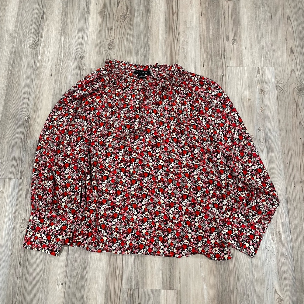 New Sanctuary floral print blouse with keyhole neck tie.